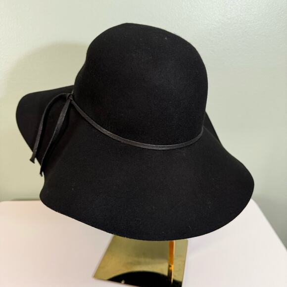 Women\'s Wide Brim Fedora Floppy Hat Wool Felt Black 22\